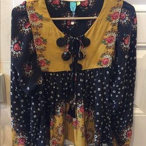 Anthropologie Floral Farm Rio Top Blouse Size M